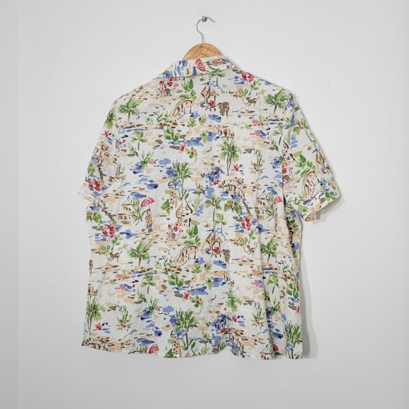Alia vintage Short Sleeve Button Front Tropical Print Blouse Shirt Casual Collar - Picture 9 of 10